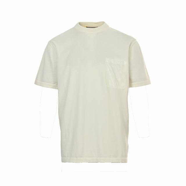 Louis Vuitton Almond White Pocket Logo Nylon Knit Short Sleeve Made of pure cott