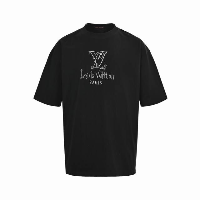 Louis Vuitton 25Ss patch letter print short-sleeve fabric is made of custom 240g