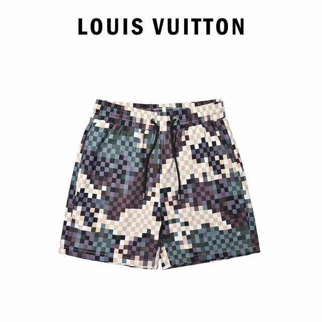 Louis Vuitton Mosaic Monochrome Beach Shorts. Made of fine woven fabric, custom