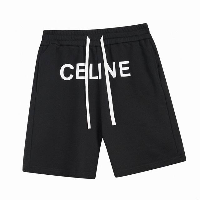Celine summer new classic letter print casual shorts custom woven and dyed 320g
