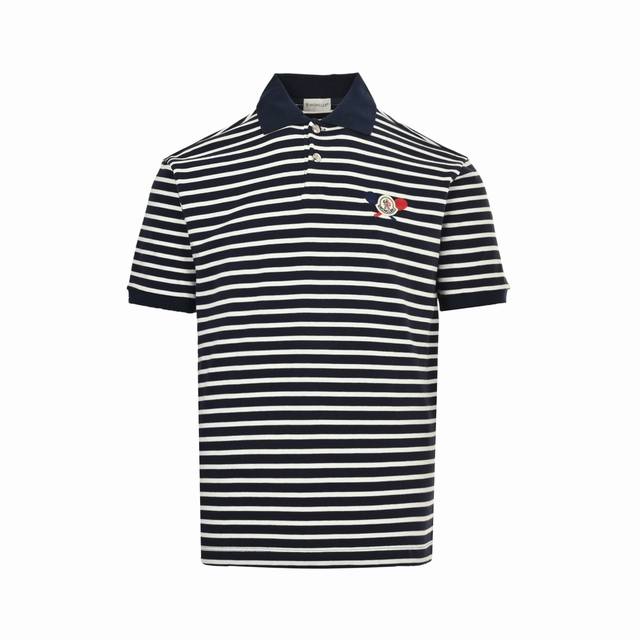 Moncler 25Ss tennis racket embroidered striped knitted Polo with brand embroider