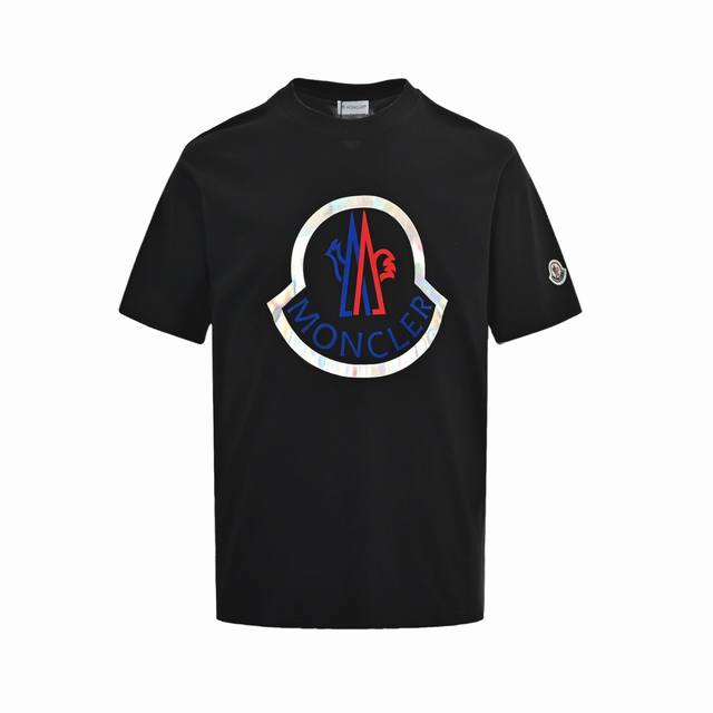 Moncler 25Ss flocked logo laser printed short-sleeve top is made from 60s double