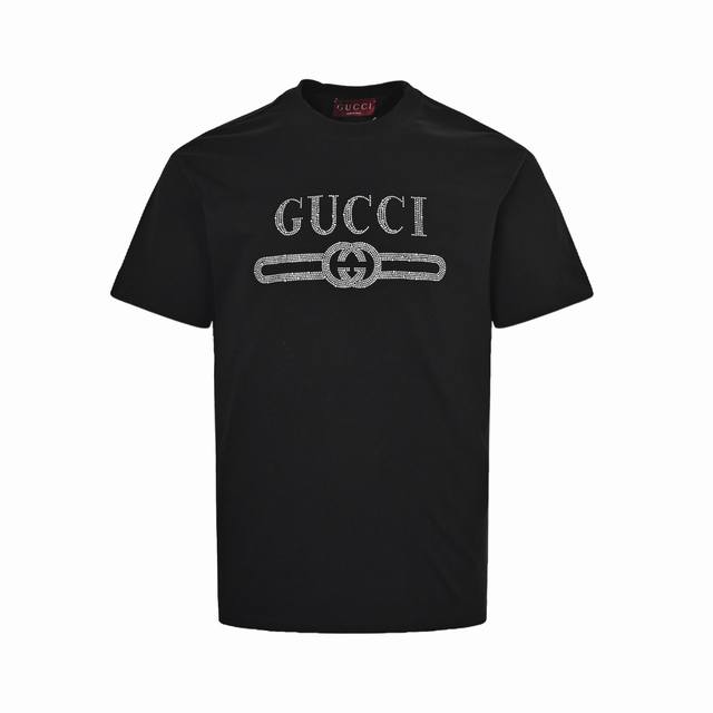 Gucci 25Ss short-sleeved shirt with hot-stitched lettering and custom-woven, cus