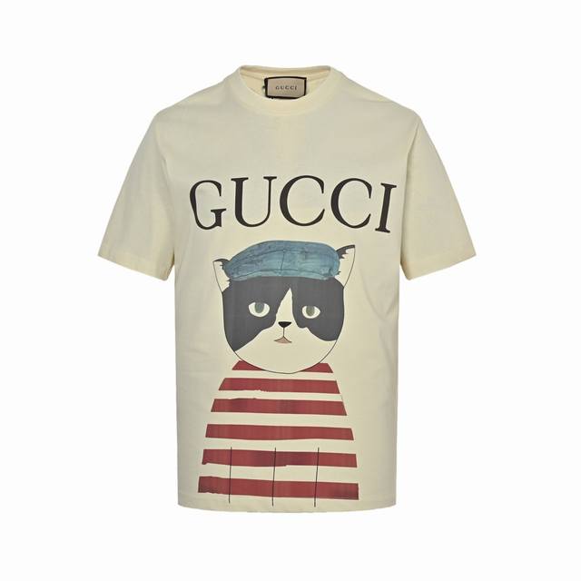 Gucci 25Ss fun cartoon series printed short-sleeve top is made of 32-count doubl
