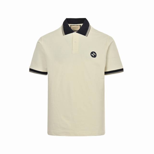 Gucci 24Ss Gucci short-sleeved polo shirt with double G embroidery on the chest,