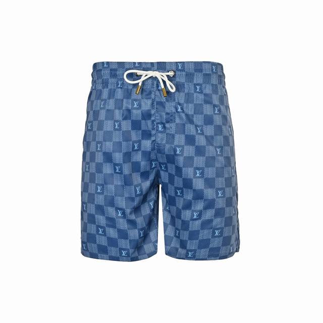 Louis Vuitton 25Ss checkerboard print monogram beach shorts, made of high-densit