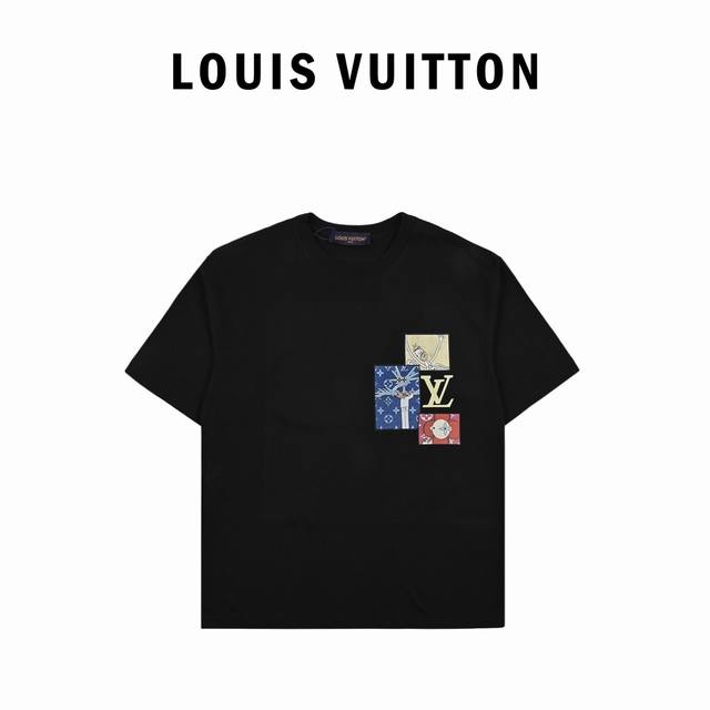 Louis Vuitton designer hand-designed trendy new arrival printed round neck short