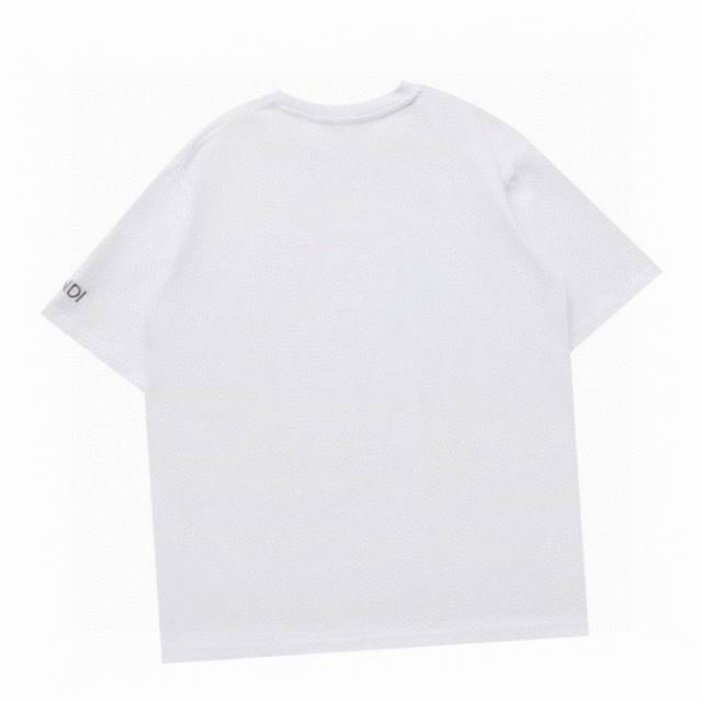 Fendi summer new style collar devil eye embroidery casual round neck short-sleev