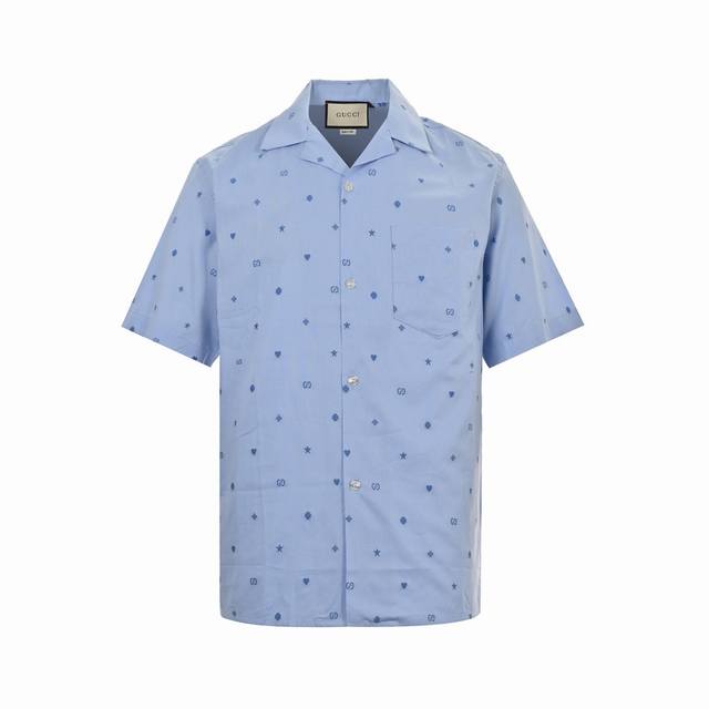 Gucci 24Ss all-over jacquard small logo short-sleeved shirt. New spring/summer s