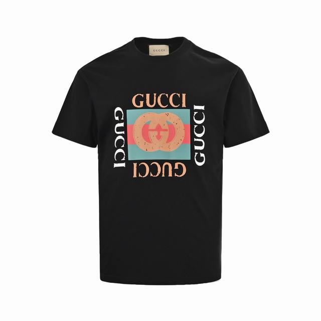 Gucci classic square logo printed short sleeve fabric is made of 265g plain 32 d