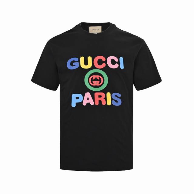 Gucci 24Ss colorful letter print short-sleeve top is made from custom knitted 10