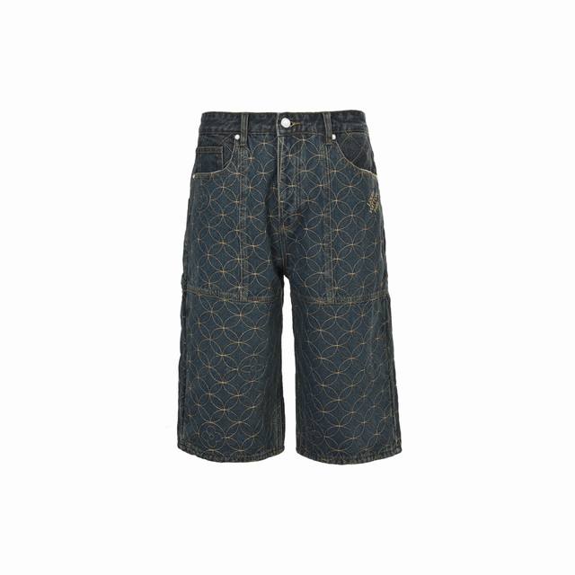 Louis Vuitton & Nigo collaboration, these circular embroidered cropped denim sho