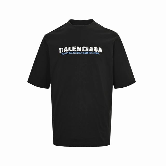 Balenciaga 25Ss Mottled Letter Print Short Sleeve 2025 Balenciaga Simple Cracked