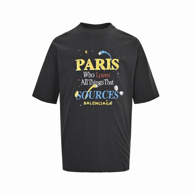 Balenciaga 25Ss Distressed Cartoon Lettering Meteor Short Sleeve 2025 Balenciaga