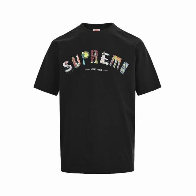 Supreme Week19 Varsity Tee Cartoon Logo Letter Print Round Neck Short Sleeve Siz
