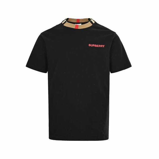 Burberry This short-sleeved Burberry check collar with embroidered logo is made
