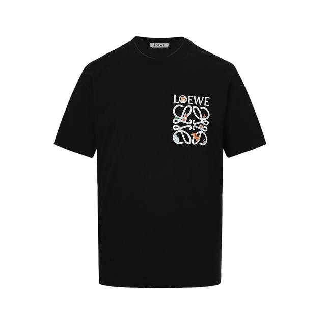 Loewe 25Ss chest printed logo short sleeve custom made 250G high-weight knitted