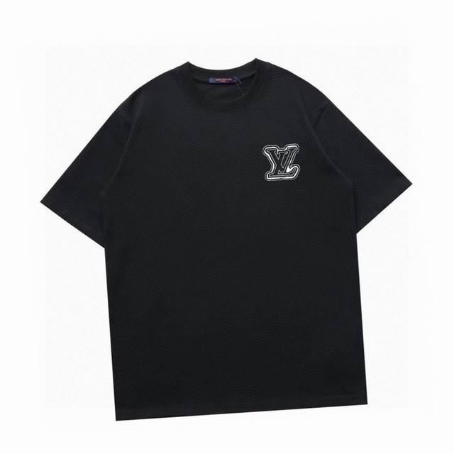 Louis Vuitton new summer style front and back embroidered core logo round neck s