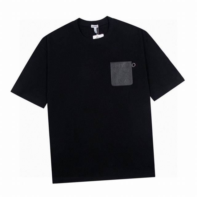 Loewe new summer style, leather label pocket logo round neck short-sleeved T-shi