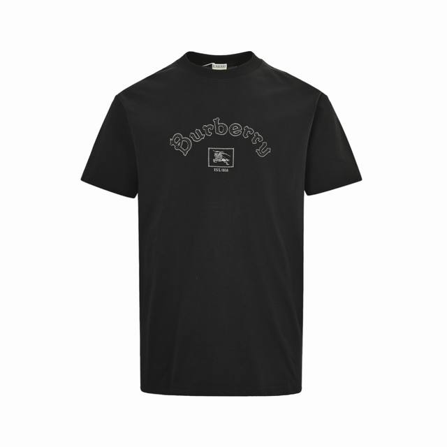 Burberry 25Ss 3D letter embroidered logo short sleeves are made of 32-count doub