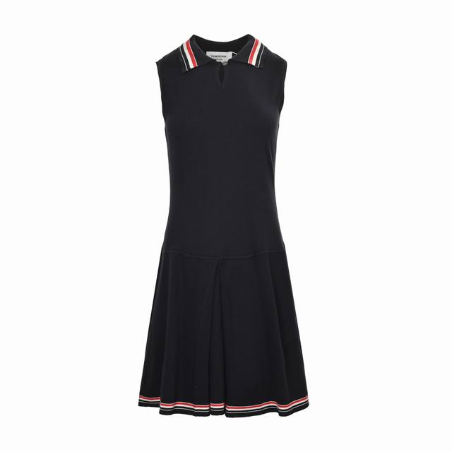 Thom Browne striped lapel wool knit dress original custom fabric accessories Siz