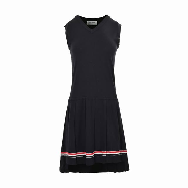 Thom Browne striped V-neck wool knit dress original custom fabric accessories Si