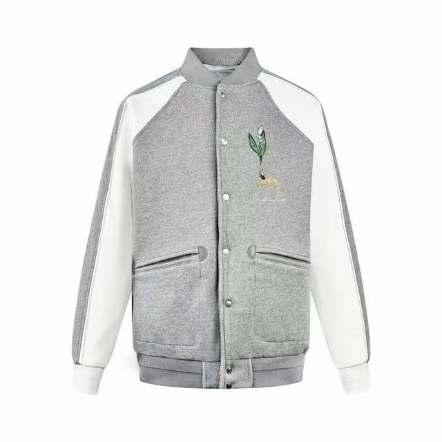 Dior Lily of the Valley Baseball Jacket Custom Made 460g velvety gray and white