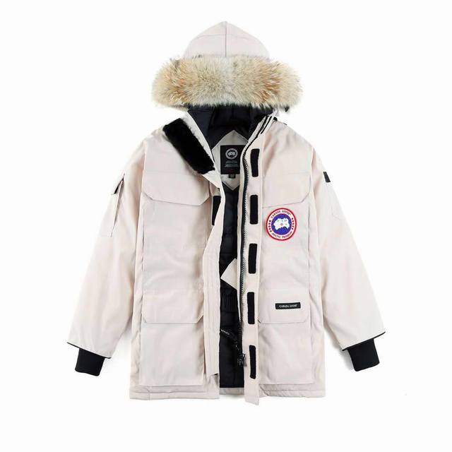 Canada Goose Expedition '08 Parka in off-white with a white background. Exclusiv