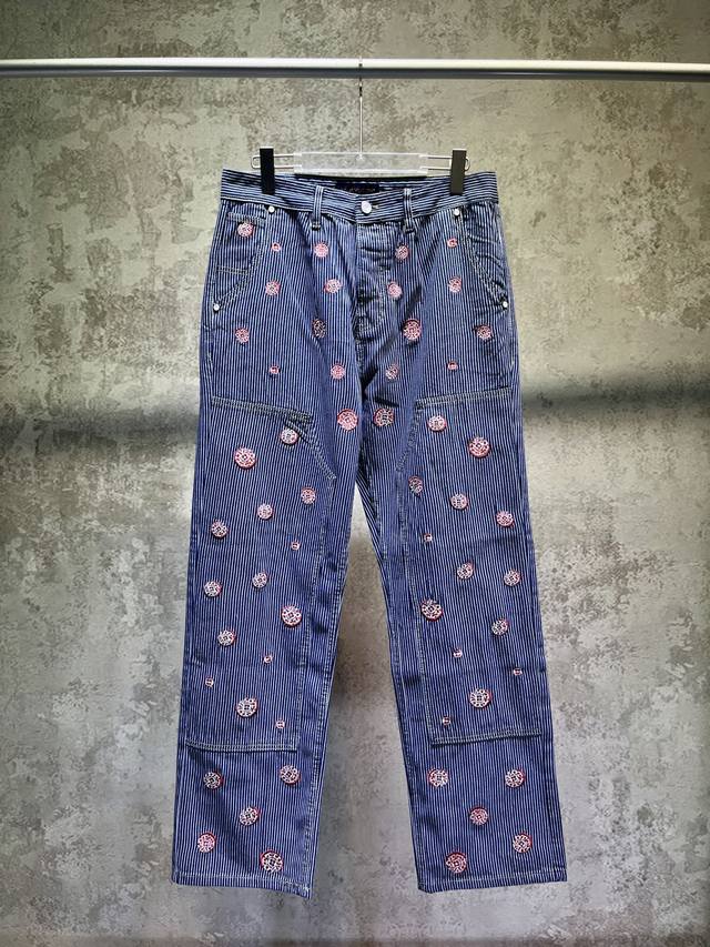7613 Louis Vuitton Ss26 co-branded striped workwear embroidered jeans, the same