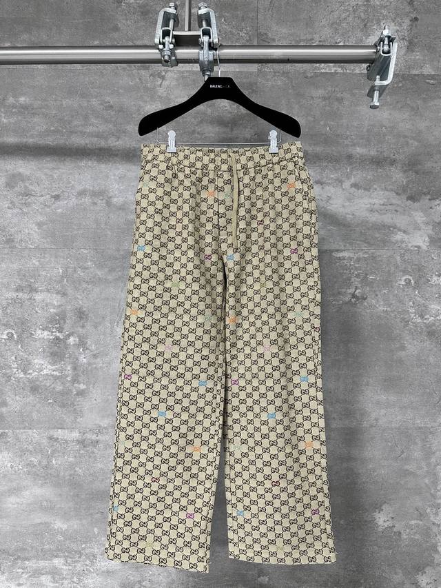 Gucci 25Fw Early Fall new double G all-over jacquard casual trousers. Gucci's ne