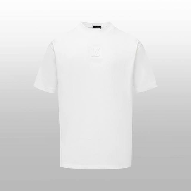 Top version difference currency - 1V embossed letter short sleeve - Color: White