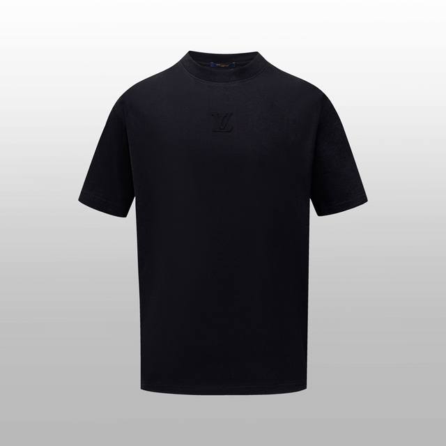 Top version difference currency - 1V embossed letter short sleeve - Color: Black