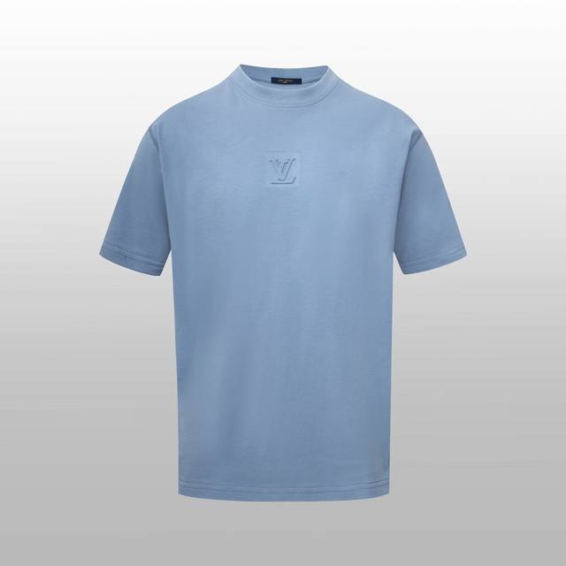 Top version difference currency - 1V embossed letter short sleeve - Color: Blue