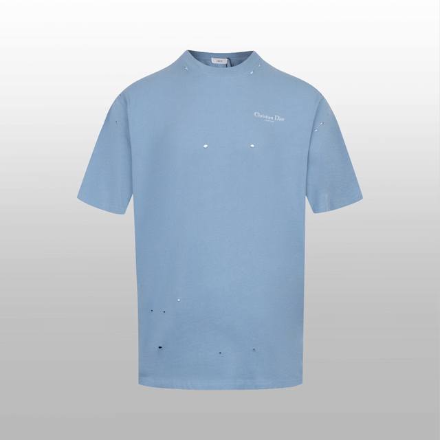 Top version difference currency - Dior letter print destruction short sleeve - C