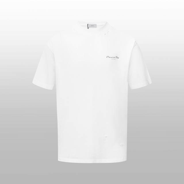 Top version difference currency - Dior letter print destruction short sleeve - C