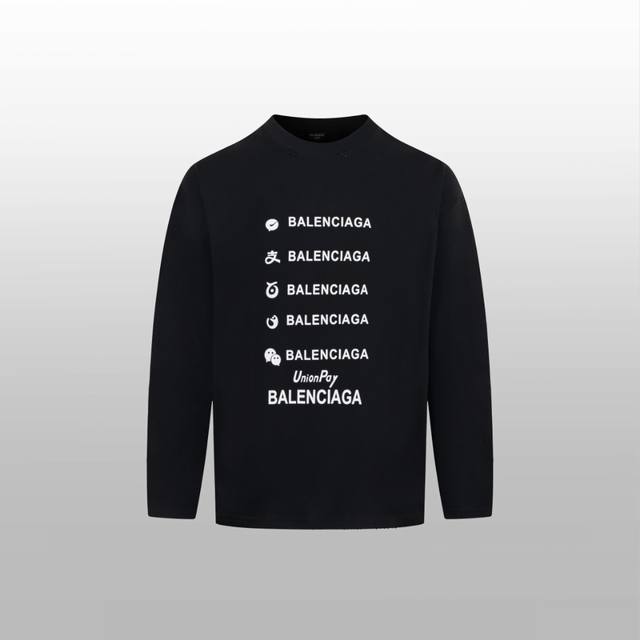 Top version difference currency - Blgg letter print long sleeve - Color: Black -