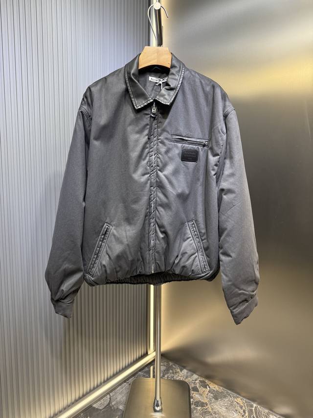 Premium original Acne Studi* 25Fw barn-style leather collar quilted zipper jacke
