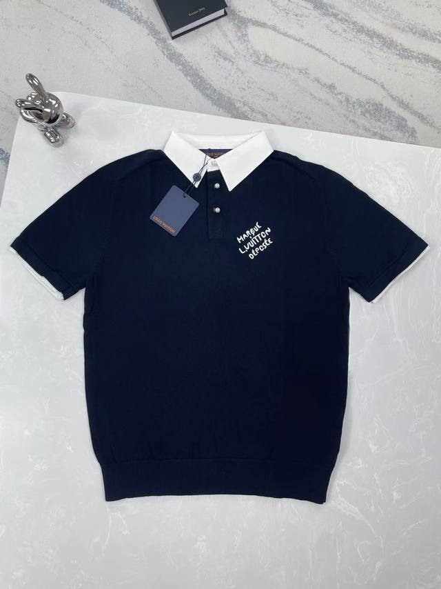 High Edition Louis Vuitton-Louis Vuitton-25Ss Pearl Button Wool Polo Short Sleev