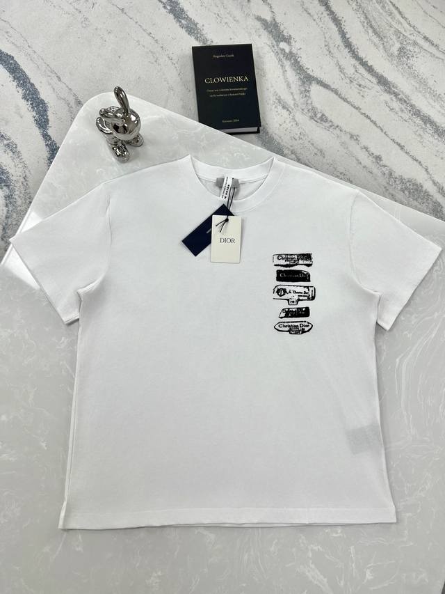 high version Dior-Dior-25 new printed letter Logo short-sleeved T-shirt three co