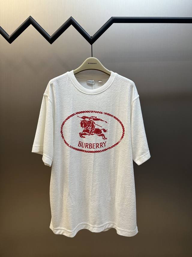 Bbr Red War Horse Print Terry Cloth Short Sleeve Cotton Terry Fabric. The pure c