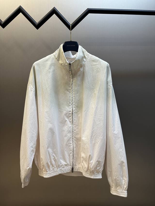 Acne Studios contrast logo zipper jacket is custom-made in a shimmering, distres