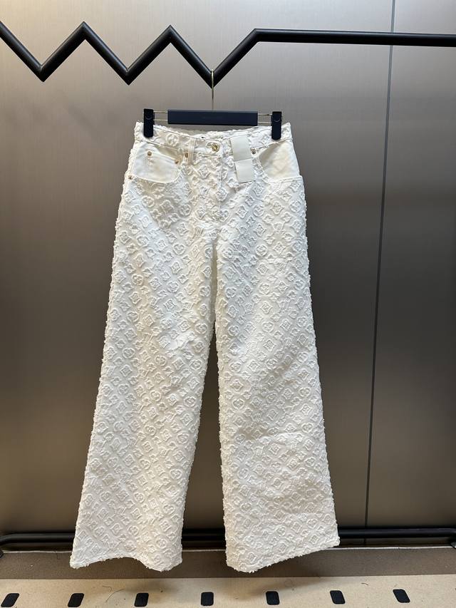 Lv Monogram Cut-Out Denim Pants These cut-out trousers are crafted from crisp co