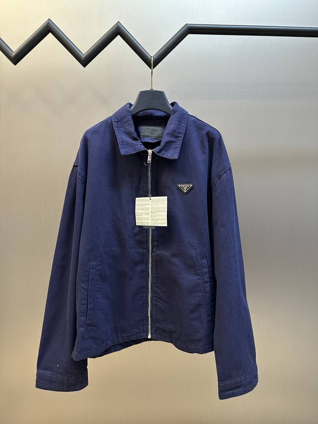 Prada distressed denim jacket. Made from custom nano-royal blue worsted denim, t