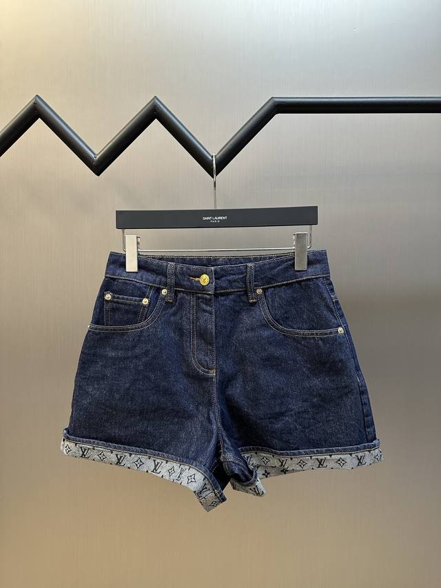 Lv Cuffed Monogram Denim Shorts for Women. These mini shorts are crafted from se
