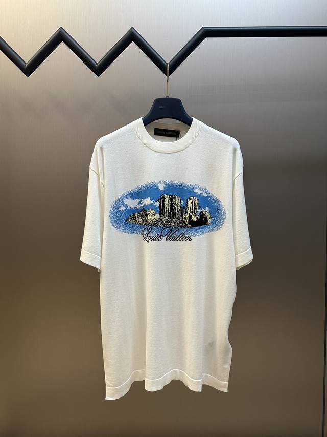 Lv Kojima jacquard wool short sleeves are woven on an ultra-fine 16-needle compu
