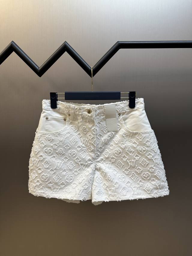 Lv Monogram Cut-Out Denim Shorts These mini shorts are crafted from crisp cotton