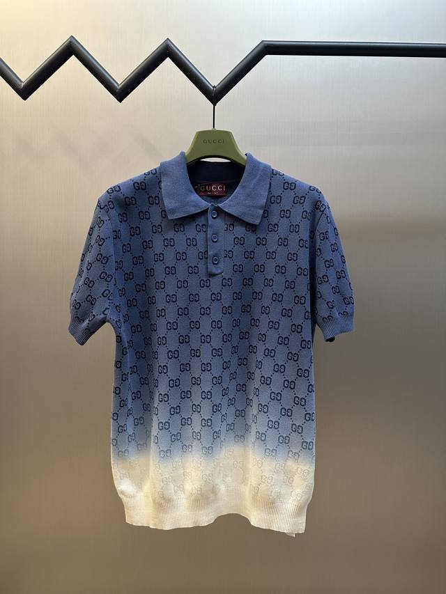 Gucci jersey cotton jacquard lapel T-shirt The brand offers a variety of gradien
