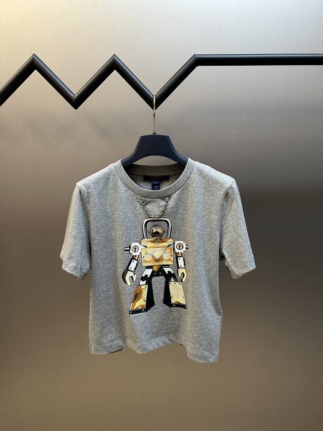 Lv Robot Print Cropped Top. Crafted from soft cotton knit, this cropped top adds
