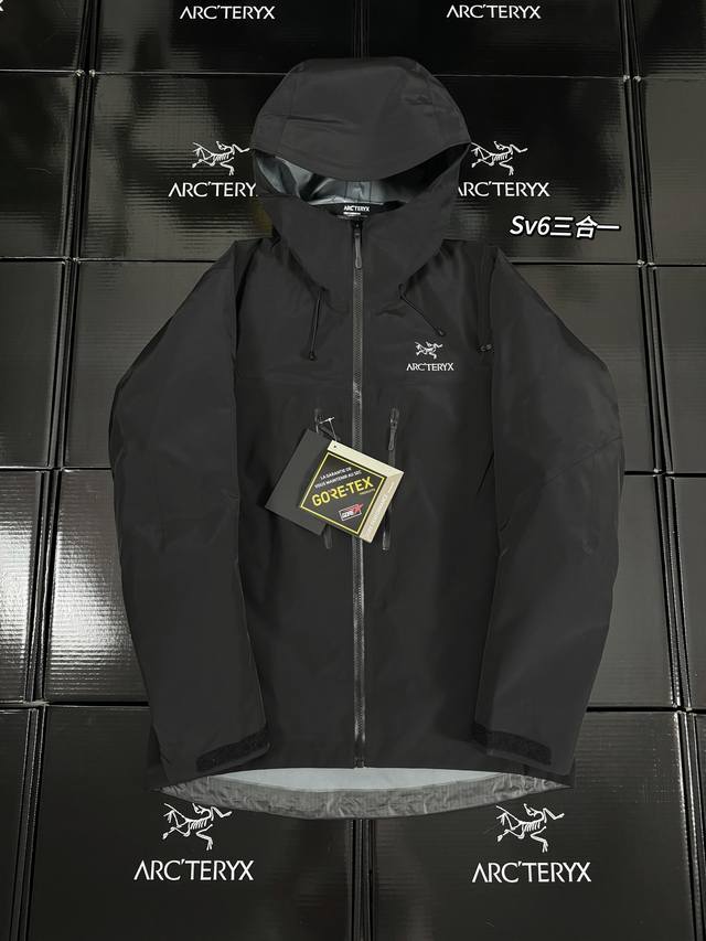 tabs, Zip-In compatibility, and an Arc'Teryx logo machine-embroidered on the che