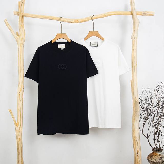 Gucci classic chest embroidered short-sleeved T-shirt Fabric: 300g 26s combed ti